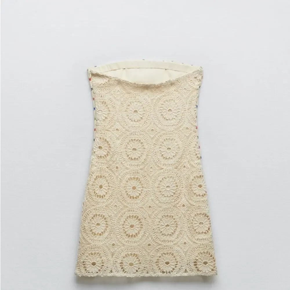 ZARA BLOGGER FAVORITE STRAPLESS CROCHET DRESS - Picture 11 of 12